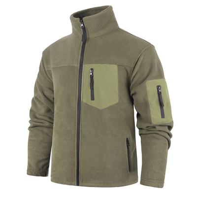 Men's Winter Jacket Polar Fleece Stand Collar Outdoor Warm Jackets for Men Slim Fit Camping Climbing Patchwork Coat Men Winter