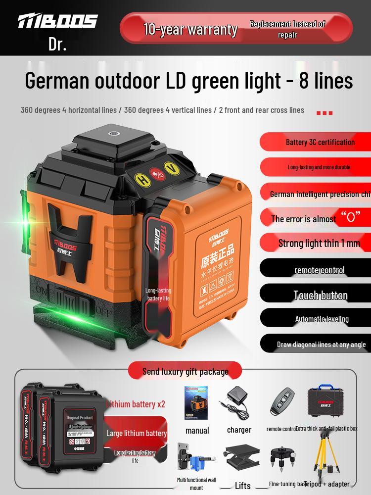 Nível Laser Infravermelho Automático de Alta Precisão de 12 Linhas para Uso Interno/Externo