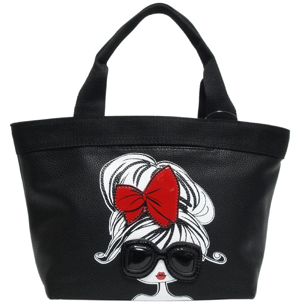 Gisele Mini Tote Sunglasses Lunch Wide Decorative Fully Tote Women's Bag, Girl, Bag, Handbag, Pocket, Gusset, Girl, Handbag, Assembled, Bag, (Black)