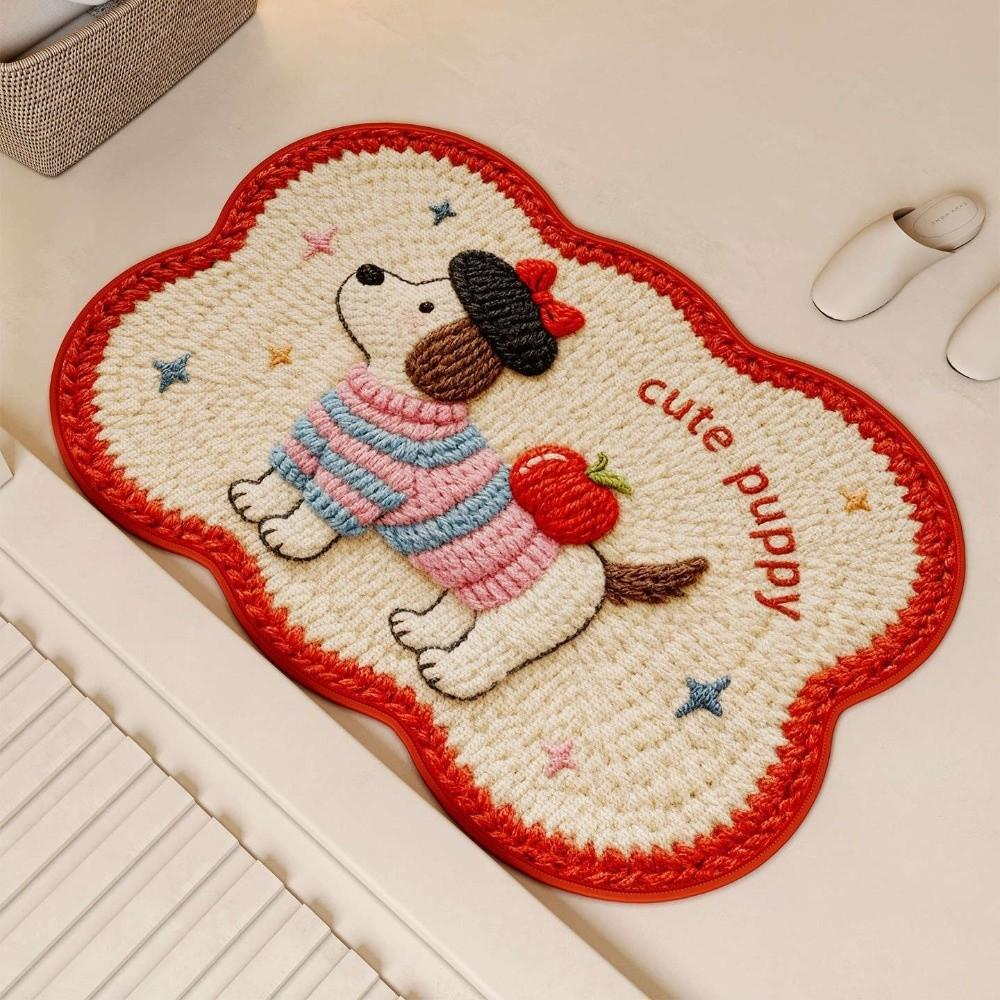 New 40*60cm Diatom Mud Mat Woven Texture Cartoon Design Puppy Mat Absorbent Material Quick-Dry Feature Non-Slip Rug Bathroom Use