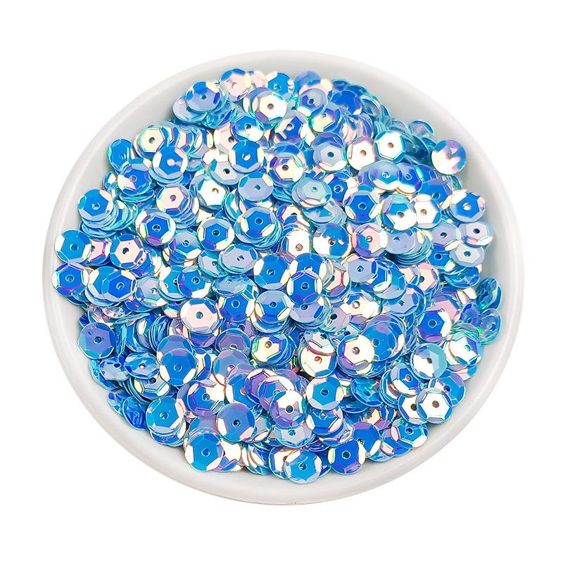 6MM Round Curved PVC Sequins with Middle Hole and Hexagonal Beads for Sewing