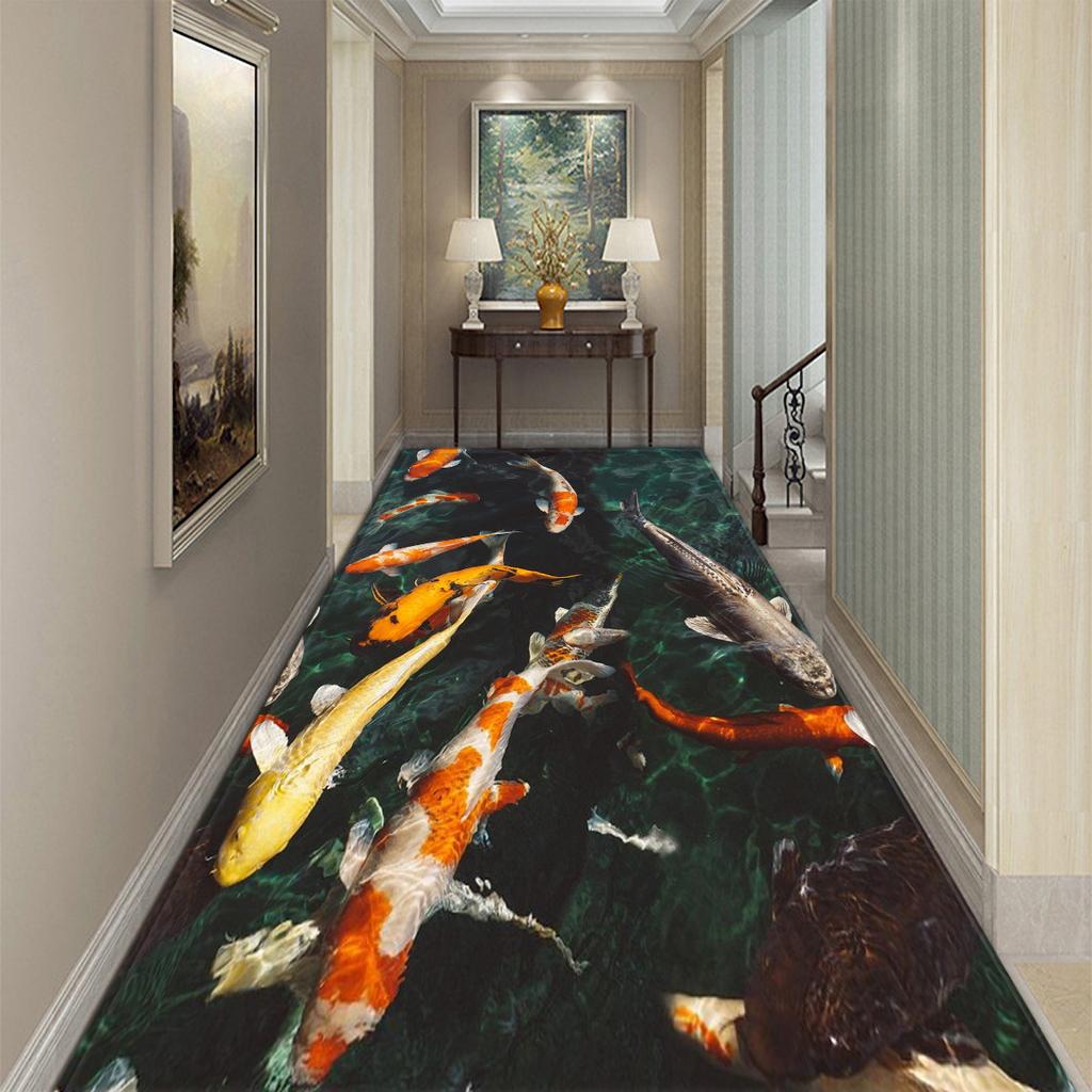 3D Floor Painting Three-Dimensional Door Long Square Living Room Carpet Floor Mat Non-Slip Absorbent Children'S Marine Large Floor Mat