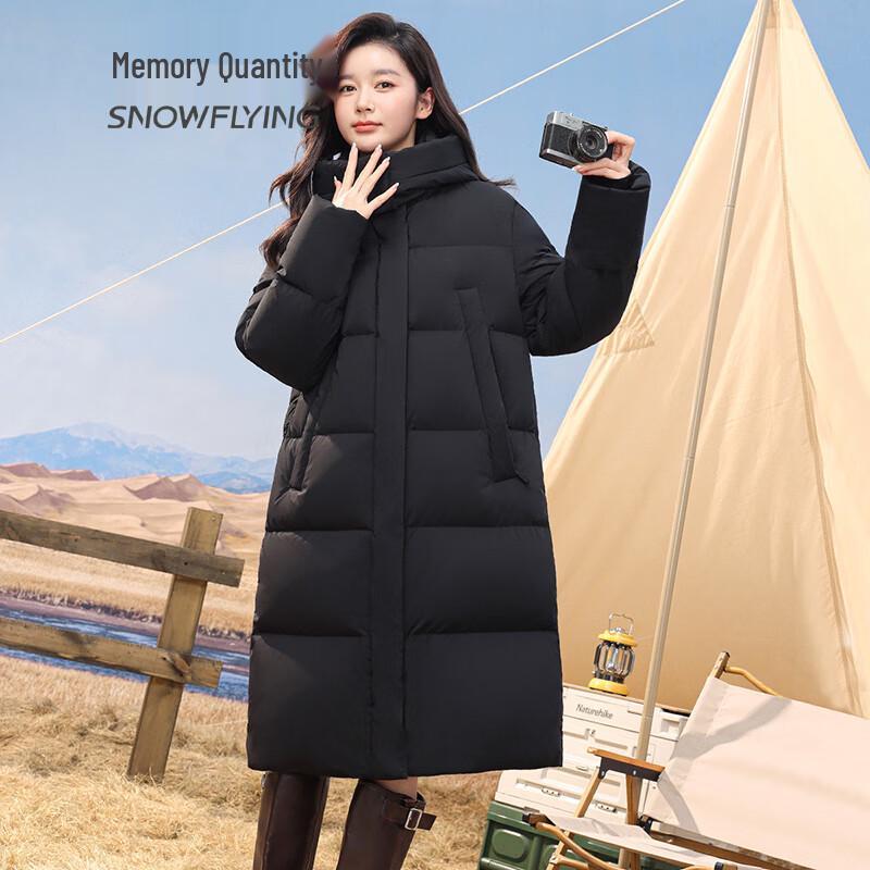 SNOWFLYING Women's Mid-Length Hooded Duck Down Jacket
