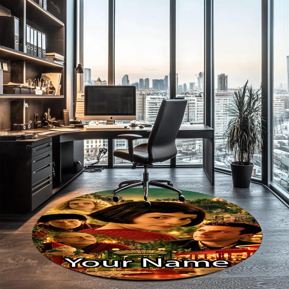 Custom Name Amélie Printed Round Rug Carpet Chair Rug Area Rug Entryway Doormats,for Office Chair Living Room Bedroom Kitchen Room.