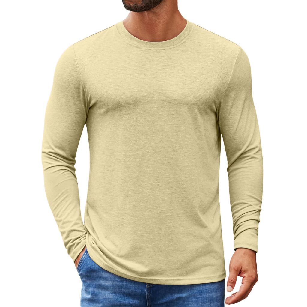 Men's Slim-Fit Casual  Neck Knit Long Sleeve Base Layer Top