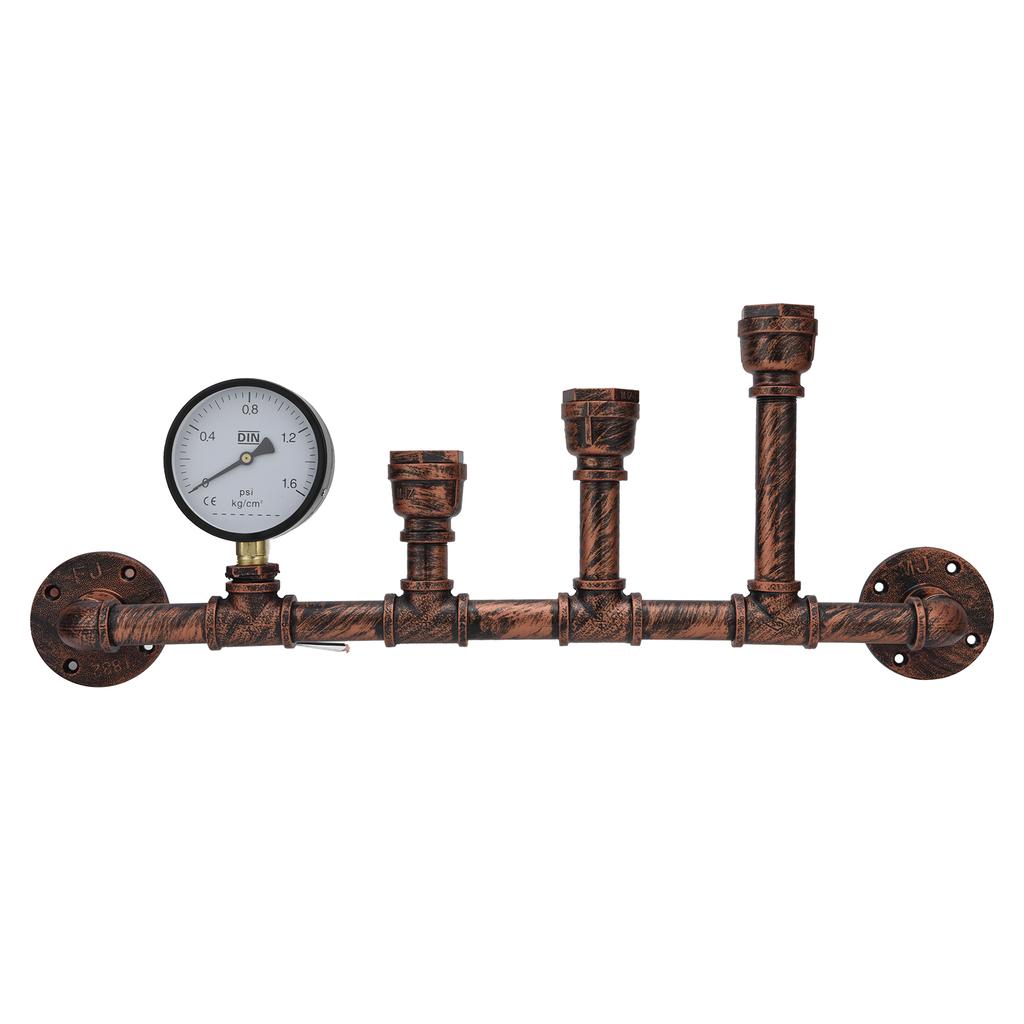 Iron Wall Lamp 3 Head Water Pipe Light Steampunk Retro Wall Lamp with E27 Socket for Restaurant