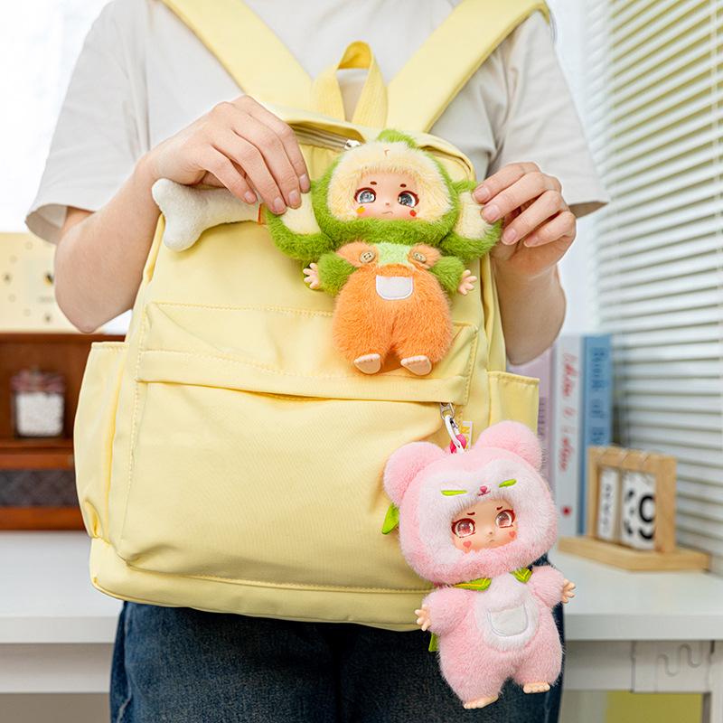 New Peach Fox Plush Toy Children's Monkey Doll Backpack Hanging Ornament Healing Table Birthday Gift