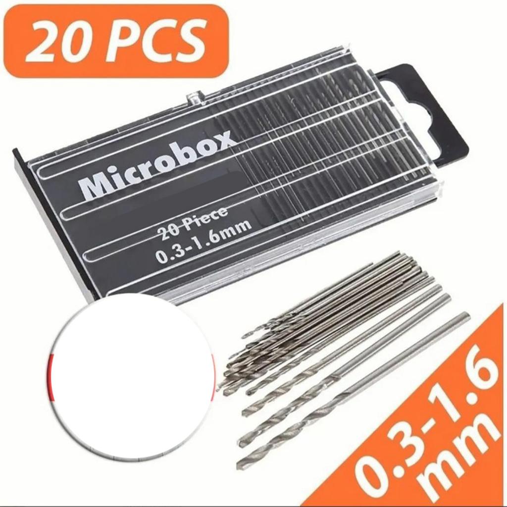 20Pcs HSS Twist Drill Bits Mini Straight Shank Twist Drill Bit with Plastic Box for Household