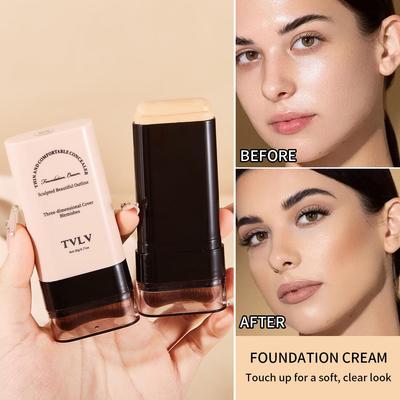 Fond de teint en stick TVLV Eraser avec pinceau – Anti-cernes longue tenue, antidérapant, illumine le teint, 20 g