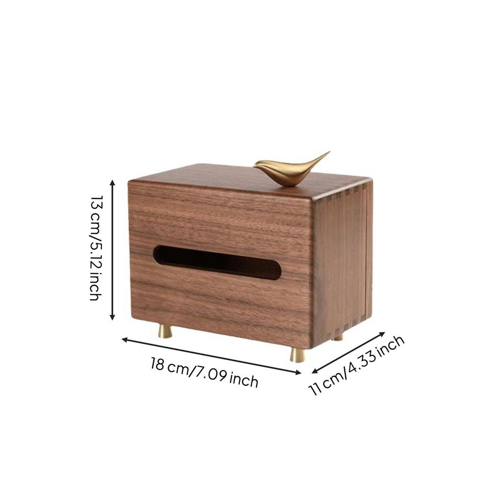 Tissue Box Holder Walnut Wooden Modern for Tabletop