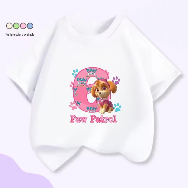 Paw Patrol Cartoon Print Short Sleeve T-Shirt for Kids - Summer Round Neck. 110 cm