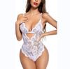 European & American Sexy Plus Size Lace Suspender Lingerie - Deep V See-through One-piece