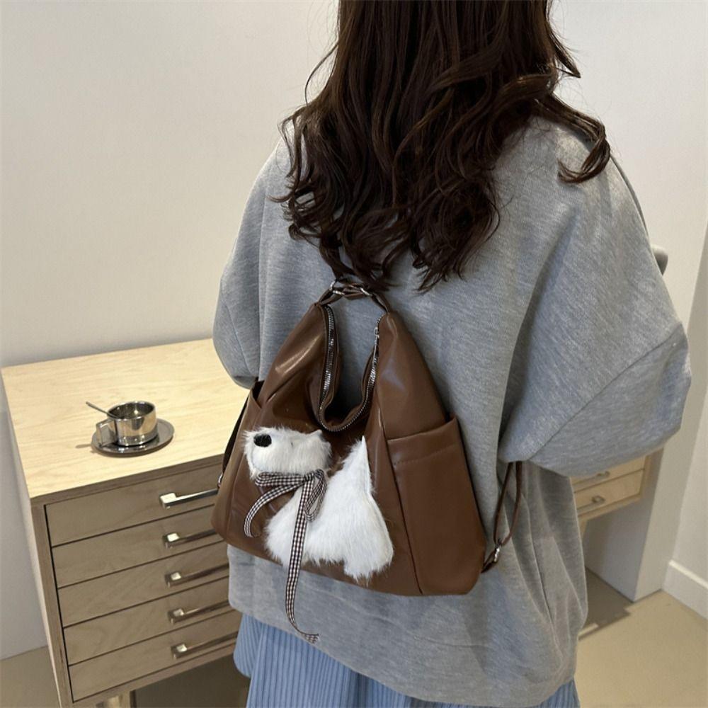 Korean Style Bow Puppy Crossbody Bag Large Capacity Shoulder Tote Handbag  Girls