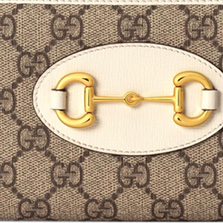 Gucci Horsebit 1955 GG Supreme Canvas Zip Around Long Wallet For Unisex Daily Use