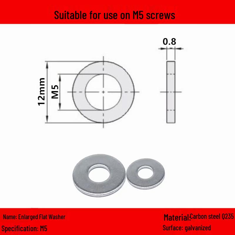 Podkładka dystansowa płaska ocynkowana/stal nierdzewna - Rozmiary: M3, M4, M5, M6, M8, M10, M12