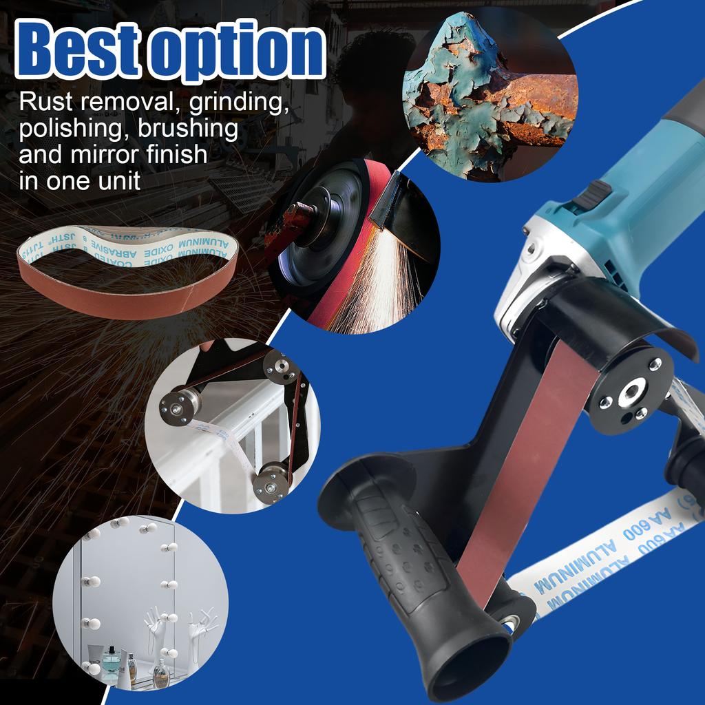 Belt Sander Adapter for Angle Grinder M10 Pipe Tube Sanding Attachment with 5/8-11" Imperial Thread  Sanding Belts Rust Removal