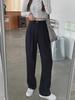 2024 Women's High Waist Wide-Leg Sport Pants - Autumn Solid Color Casual Suit, Nine-Point Length