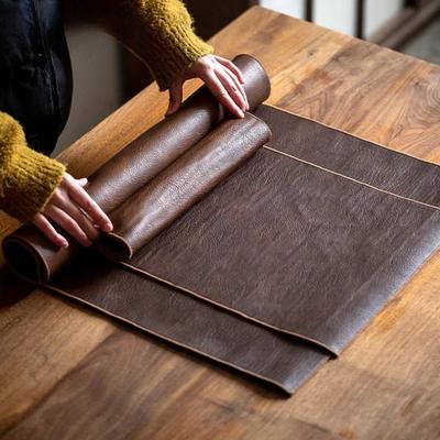 Leather Tea Table Mats Handmade Tea Flag Heat Insulation Mat Drink Coaster Dinner Table Cloth Mat Chinese Tea Set Decoration