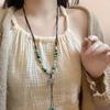 Vintage Ceramic Butterfly Pendant Necklaces for Women New Chinese Ethnic Style Long Adjustable Handmade Beaded Necklaces Zircon