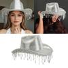 Glitter Party Hat Encrusted with Mirrored and Tassels for Women Party Wear Festival Holiday Bridal Hat Props