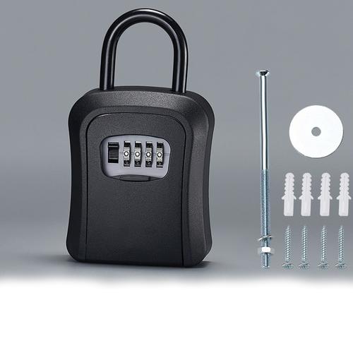 4 Digit Code Key Box Free Installation Outdoor Password Key Box Extended Locking Hook Steel Wire Hanging Key Storage Waterproof