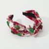 Christmas Theme Headband for Women Girl Non-Slip Knot Turban Headband Makeup Hairhoop Rhinestone Charm Plaids Hair Hoop