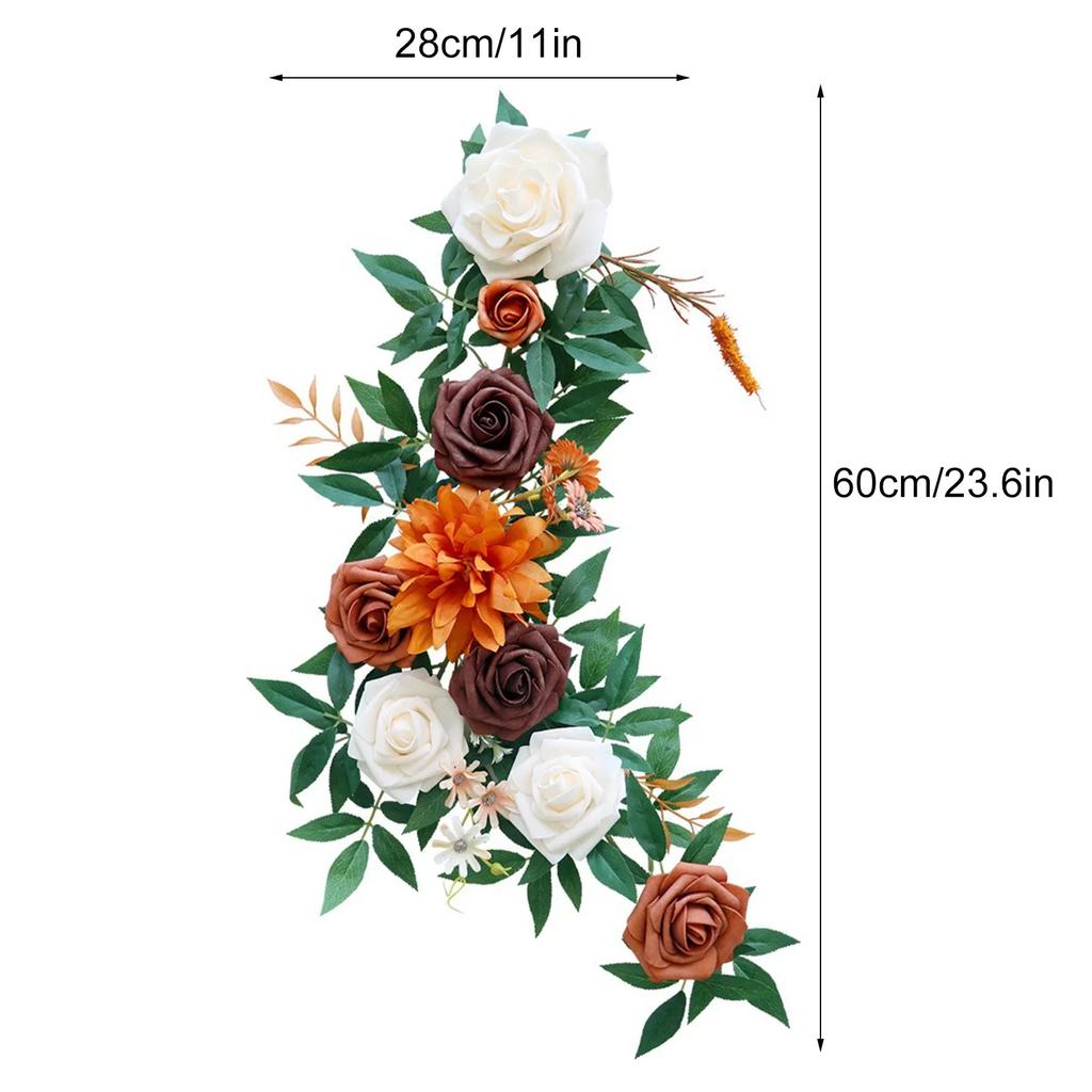 Simulation Rose Chairs Back Pew Flower Garland Arrangement Floral Swags Arch Decor Vine Wedding Aisle Chair Home Decorations