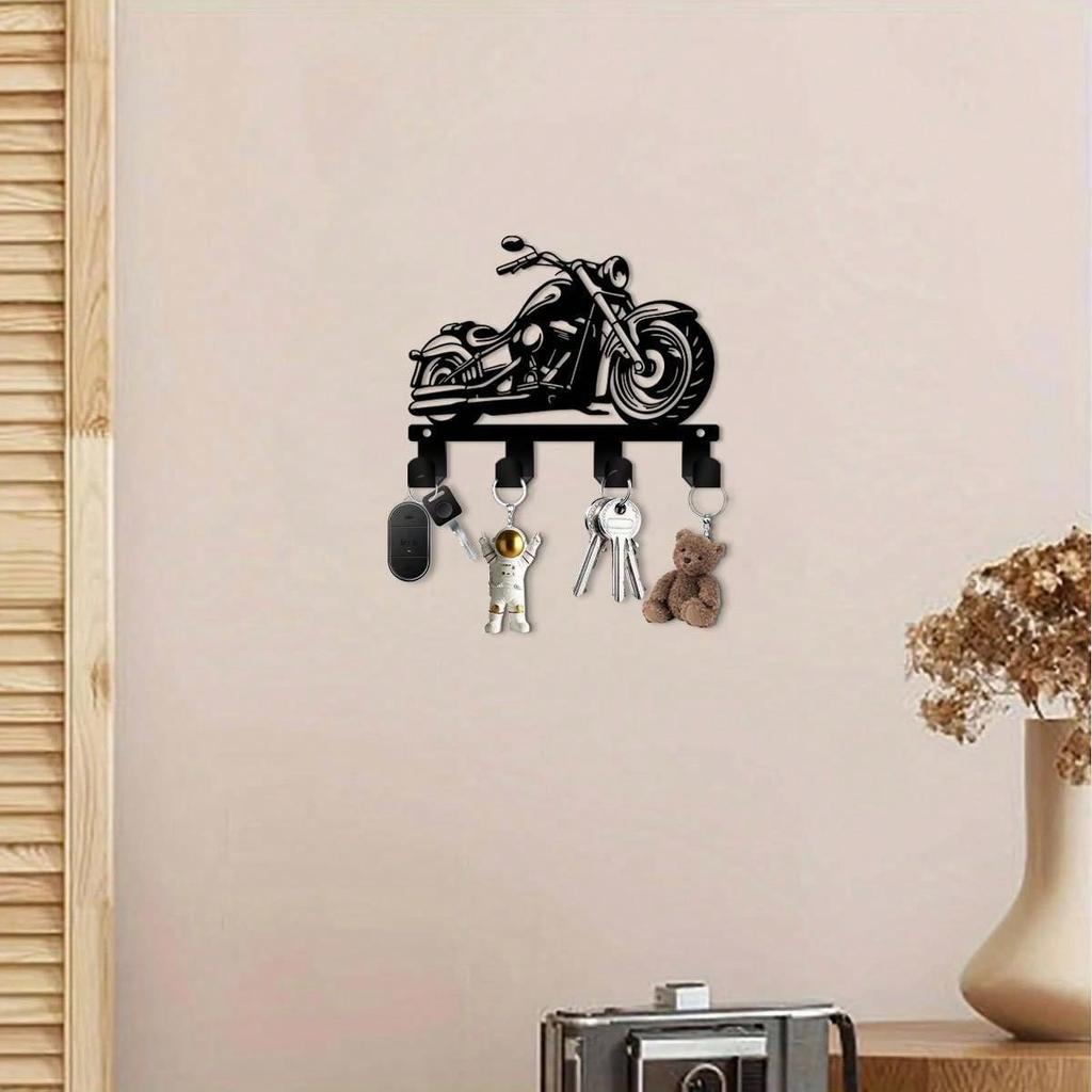 Metal Motorcycle Key Holder Wall Decor for Keys Caps 5.9 Inch Rustic Home Office Kitchen Porch