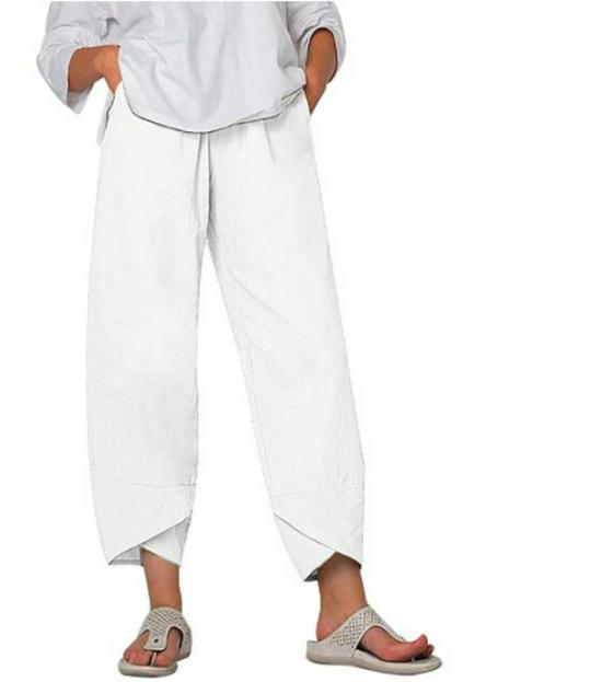 Elastic Waist Cotton Linen Loose Casual Pants for Women - Spring/Summer Collection