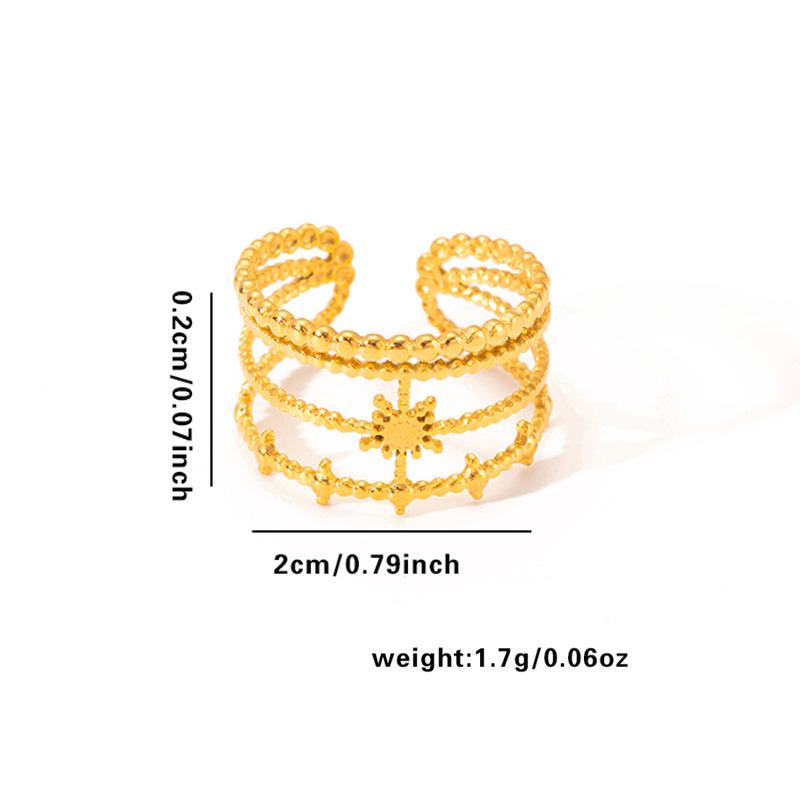 Elegant French Titanium Steel Multi-Layered Leaf Ring with Irregular Design, 18K Gold Plating