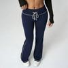 Women's Flared Casual Drawstring Elastic Waist Pants Comfortable Flared Yoga Loose Trousers