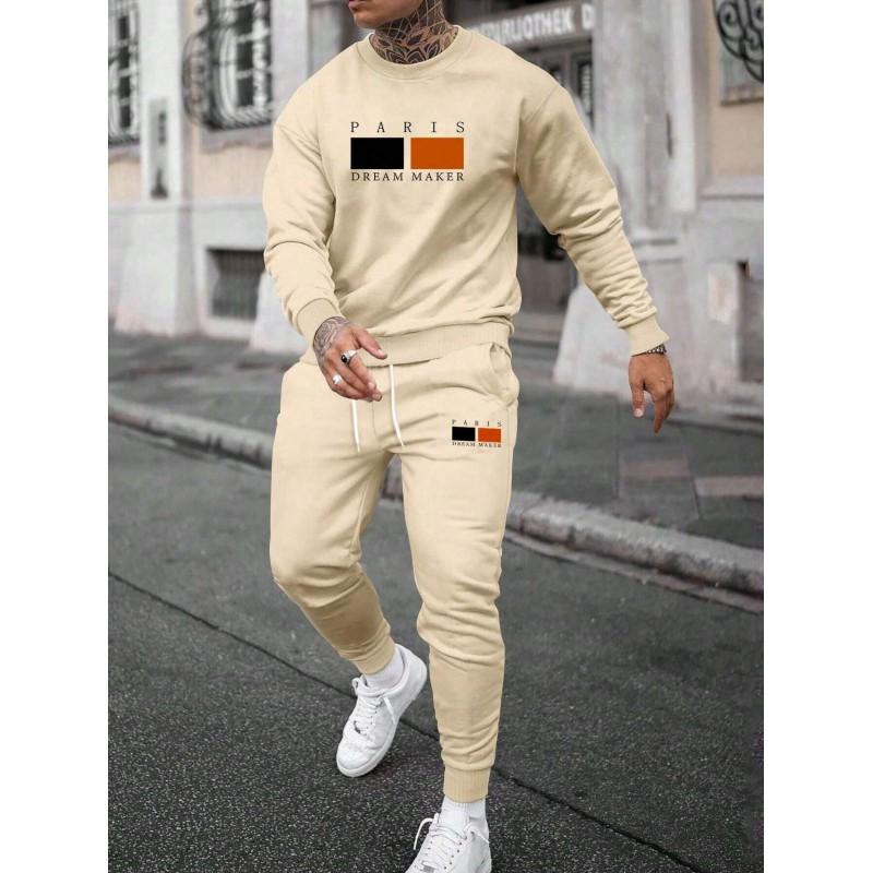 Mens Casual Hooded Sweatshirt Set Long Sleeve Tracksuit Lightweight Sporty Outfit Teens Young Adults
