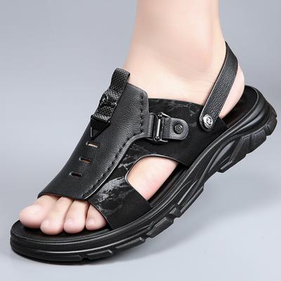 Fashion Genuine Leather Sandals Men Light Casual Shoes Beach Sandals Man Shoes Summer Male Flats Casual Shoes Men Sandals Solid Slippers