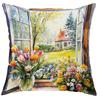 1/4pcs 2D Flat- Watercolor Spring Cottage Garden Throw Pillow Cover Home farmhouse outdoor decoration cushion cover