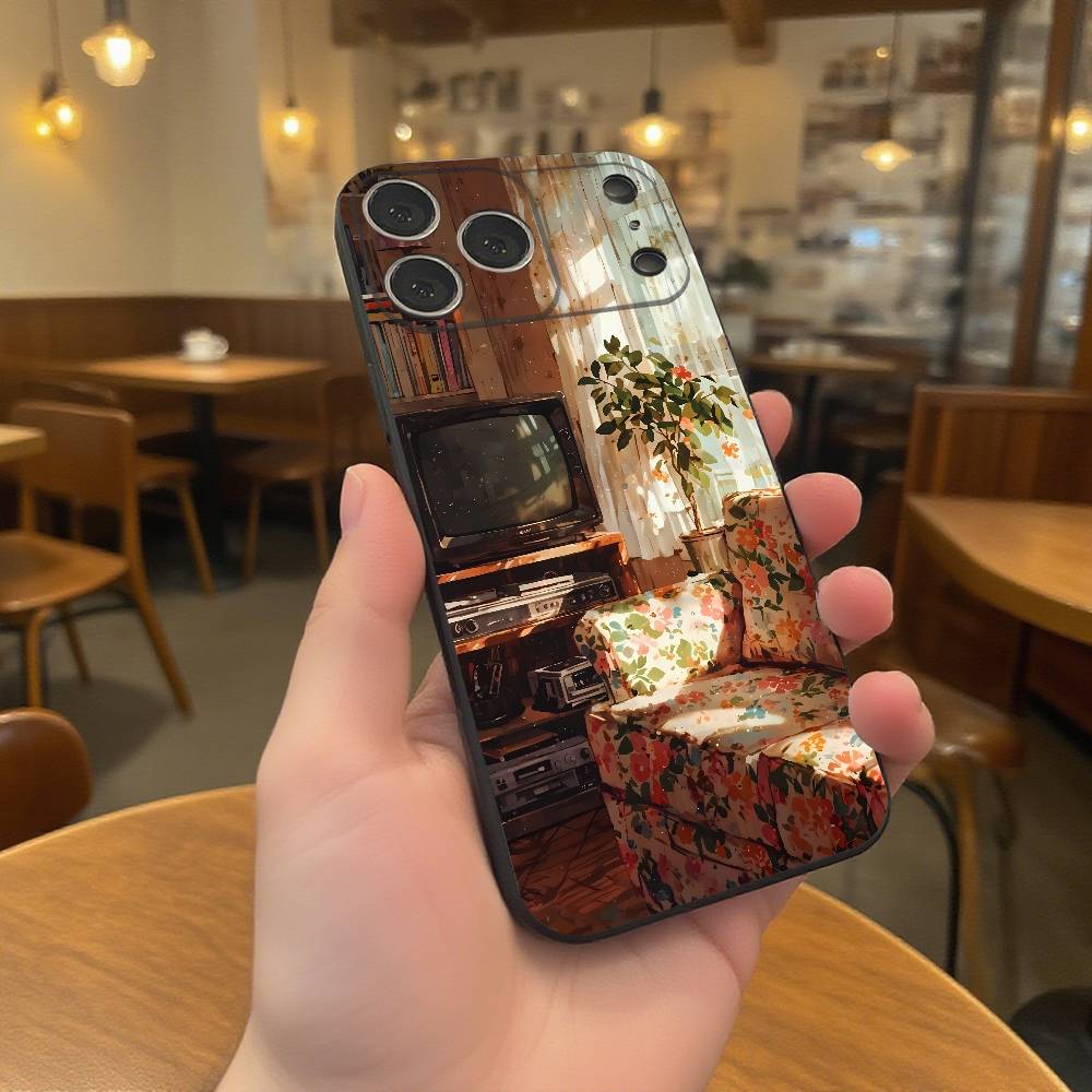 

Autumn Retro Oil Painting Phone Case For iPhone 17,16,15,14,13,12,11,Pro,Max,Plus Black Soft Cover iPhone16e