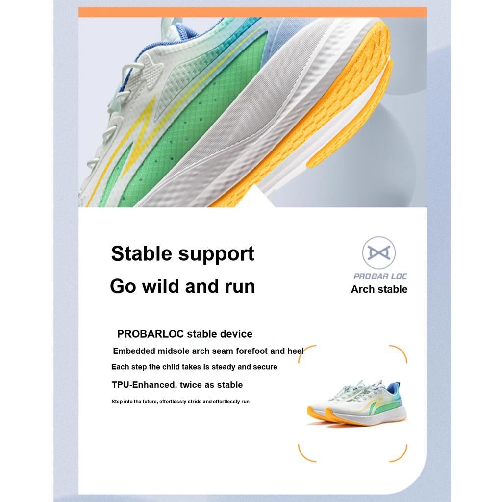 Li Ning Kids Comfortable Durable Non-Slip Running Shoes Kids Sneakers White Blue Light-Blue YKFU032-3