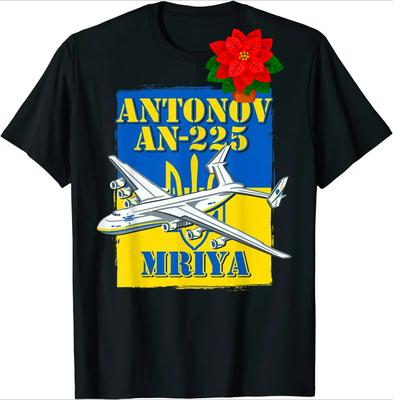 Antonov AN225 Mriya Ukrainisches Frachtflugzeug T-Shirt 100% Baumwolle Rundhals Sommer Kurzarm Freizeit Herren T-Shirt Größe S3XL