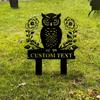 Metal Garden Decor Owl Flower Sign, Personalized Yard Art Outdoor Gift for Mom, Rustproof Metal Stake