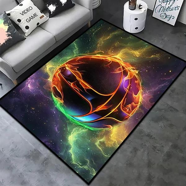 Creative Sports Area Rug Healthy ExerciseTeen Fantastic Basketball Enthusiast Carpet for Home Decor Kid Room ,Etc.