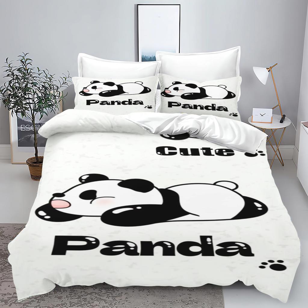 Panda Duvet Cover Set 3D Children'S Bedding Set Cotton Covers 3-Piece 1 Quilt Cover 100% Polyester Home Decor