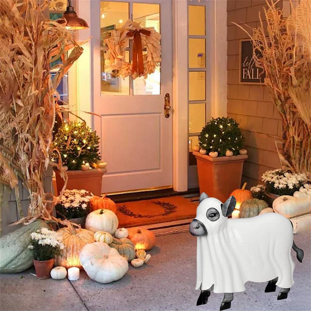 Spooky Metal Cow Statue,Halloweens Yard Decoration Prop ,Host Cow Decor,CowsStatue, Halloweens Cows Decorations Outdoor SculptureStatue,Hallowe