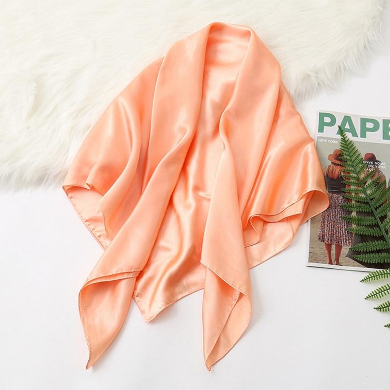 90*90cm Big Size Headwraps Solid Colors Neckerchief Hijab Women Satin Headband Hair Scarves Female Shawls Head Scarfs for Ladies