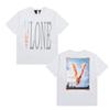 Vlone City Fire V Print Oversized T-shirt, Men's and Women's Casual Hip Hop Streetwear Short Sleeve Tee