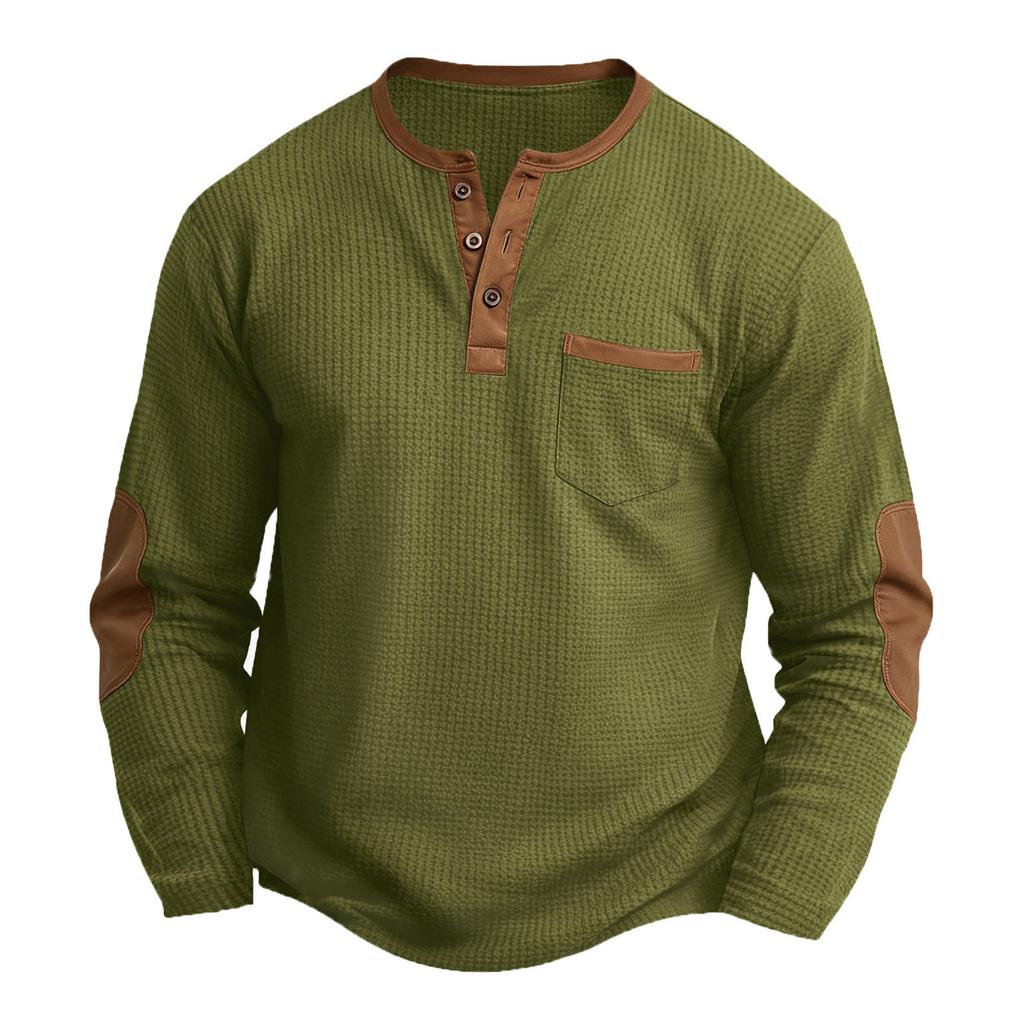 Men's Casual Long-sleeved Sports Shirt With Stand-up Collar And -textured Base Layer Shirt