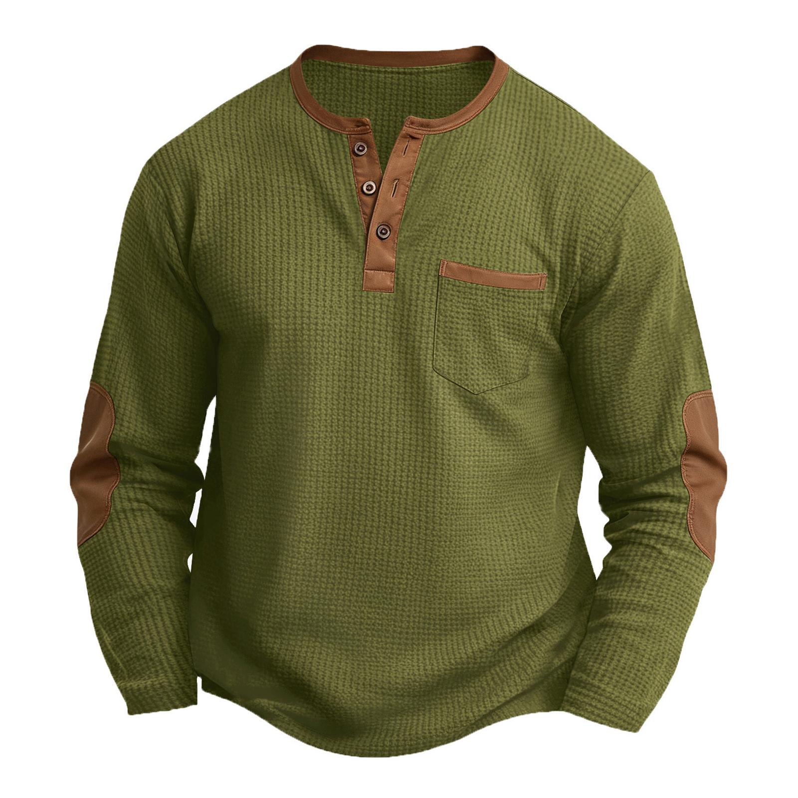 Men s Casual Long-sleeved Sports Shirt With Stand-up Collar And -textured Base Layer Shirt L
