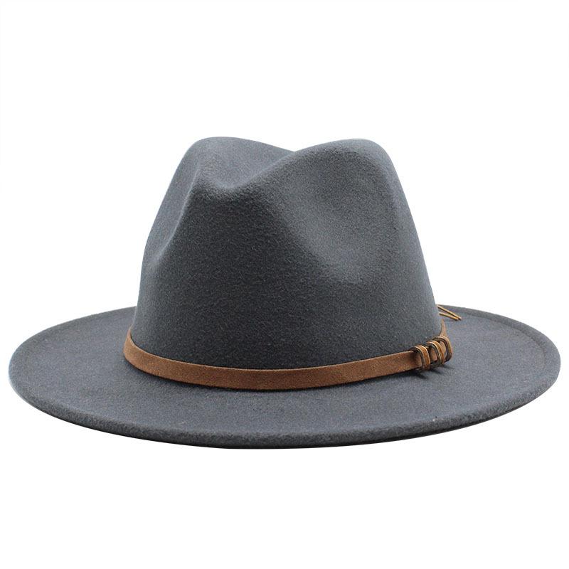 Britse Retro Hoge Hoed Trendy Vilthoed Wollen Platte Rand Jazzhoed Heren- en Dameshoeden