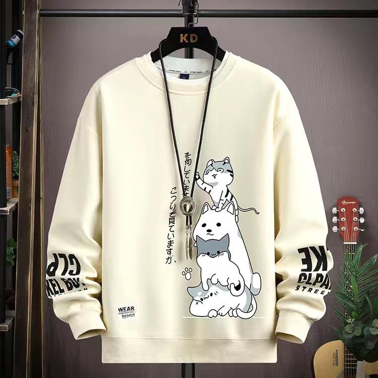 Spring Autumn Men Clothing Sweatshirt Harajuku O-Neck Long Sleeve Sweatshirt Men Casual Streetwear Hoodies Men