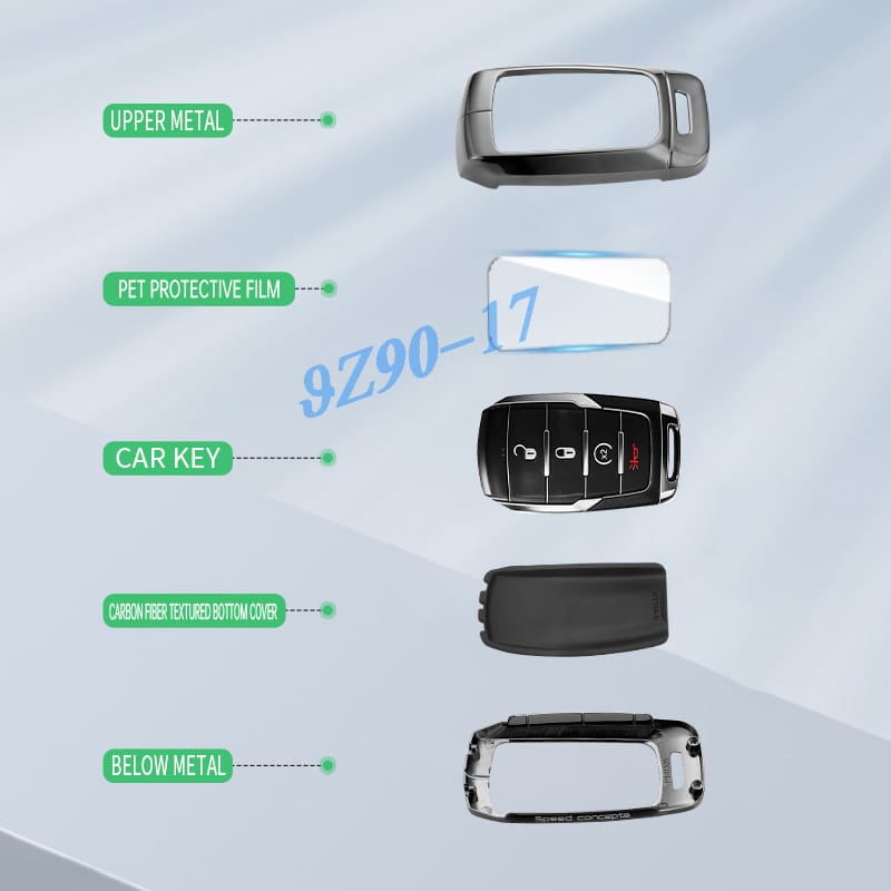 Metall Kohlefaser Auto Schlüsselanhänger Hülle Abdeckung Schlüsselbund Für - Ram1500 / - Ram2500 Ram3500