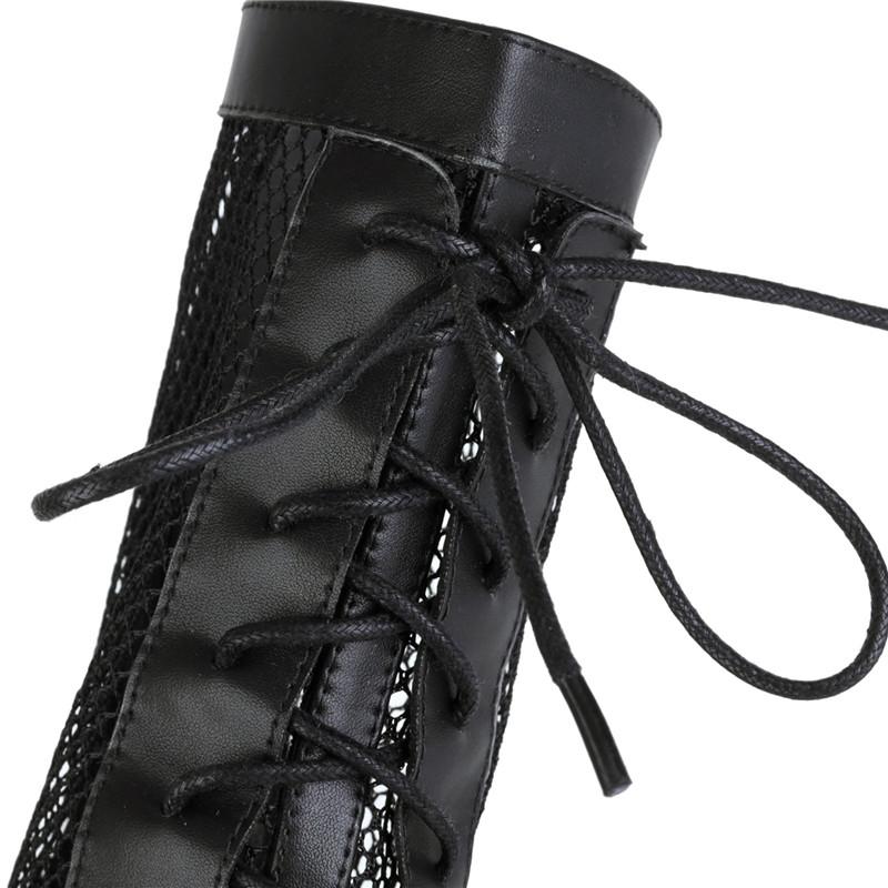 Women's High-heeled Short Boots Sexy European and American Style Waterproof Platform Thick-heeled Large-size Net Boots