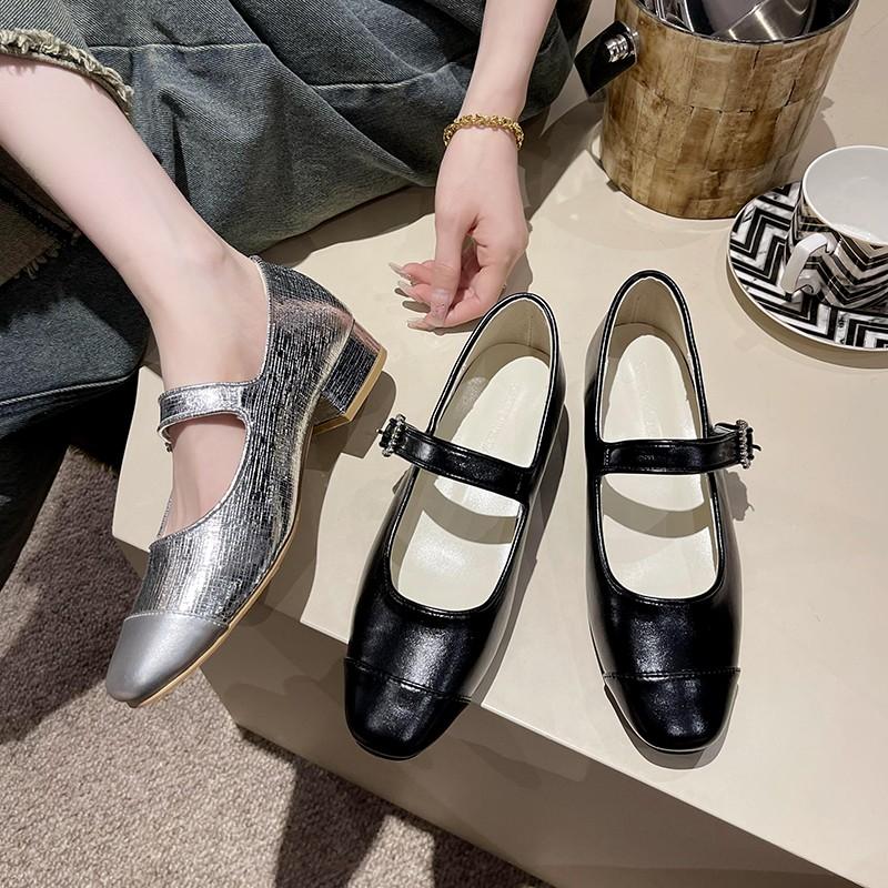 Boty Mary Jane pro ženy Retro Středně ploché Dámské jednotné boty Měkké a pohodlné Baletní boty Zapatos De Mujer